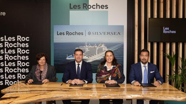 Heidi Wenger, Senior HR & Fleet Crew Director Silversea; Carlos Díez de la Lastra, CEO Les Roches Global; Birgit Vadlau, Vice President Hotel Operation Silversea; y Mano  Soler, Director Les Roches Marbella.