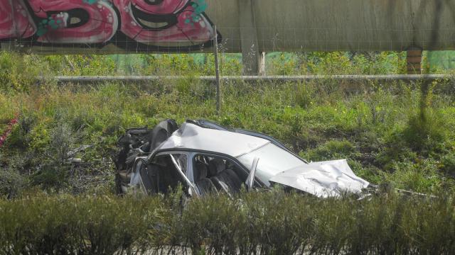 Estado en el que quedó uno de los coches tras el accidente.