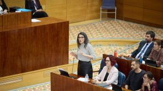 La portavoz de Más Madrid en la Asamblea, Manuela Bergerot, interviene durante un pleno en la Asamblea de Madrid