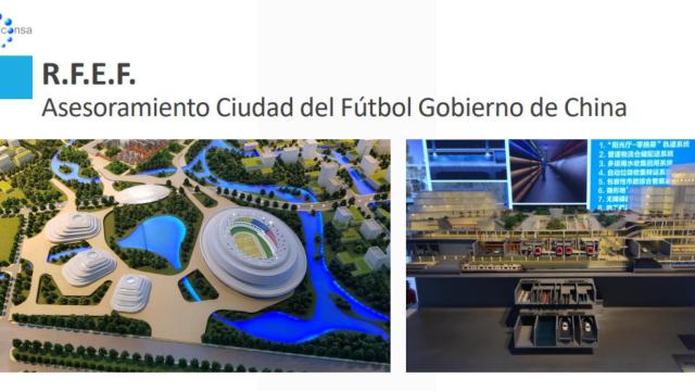 Maqueta de la Ciudad del Fútbol, en una imagen de un dosier interno de Gruconsa.