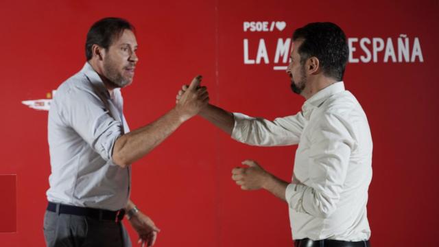 El ministro de Transportes, Óscar Puente, y el secretario general del PSOE en CyL, Luis Tudanca