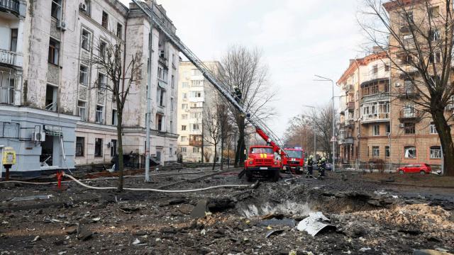 Así ha amanecido Kiev este jueves.