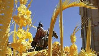 El Domingo de Ramos en Elche, con la figura de Cantó en el fondo.