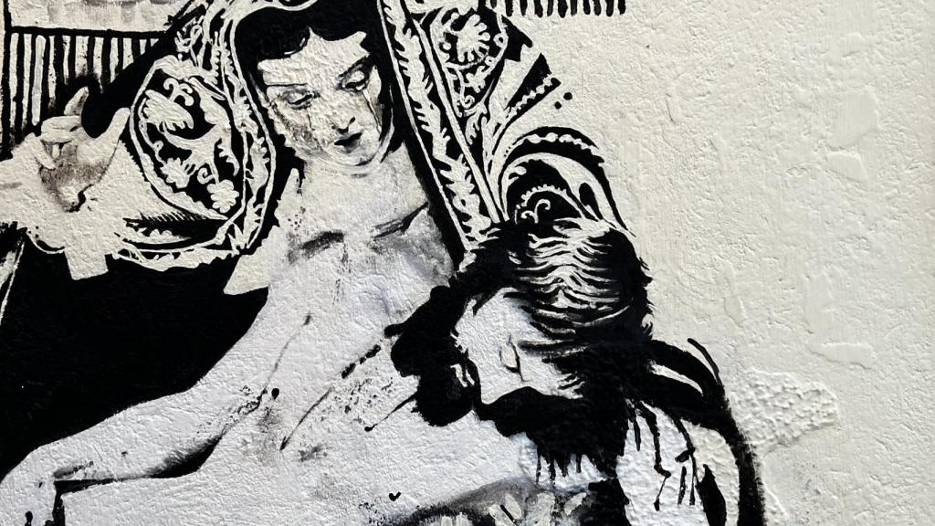 Detalle del mural antes de la vandalización