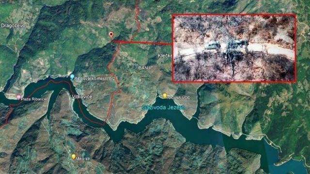 El supuesto punto en el que hay tropas serbias en la frontera con Kosovo.