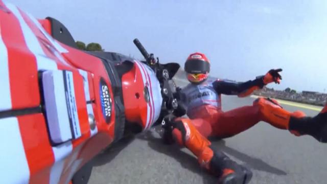 La dura caída de Marc Márquez en la Q2 del GP de Portugal