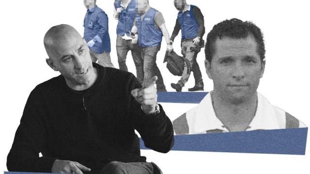 Luis Rubiales, su socio Nene y agentes de la UCO en un fotomontaje.