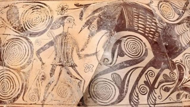 Detalle del 'Vaso del héroe', hallado en La Alcudia, Elche