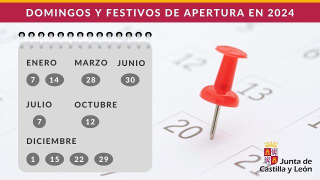 Los domingos y festivos con apertura del comercio de Castilla y León en 2024.