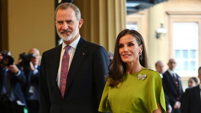 Los reyes Felipe VI y Letizia en la recepción en Londres con motivo de la coronación de Carlos III.