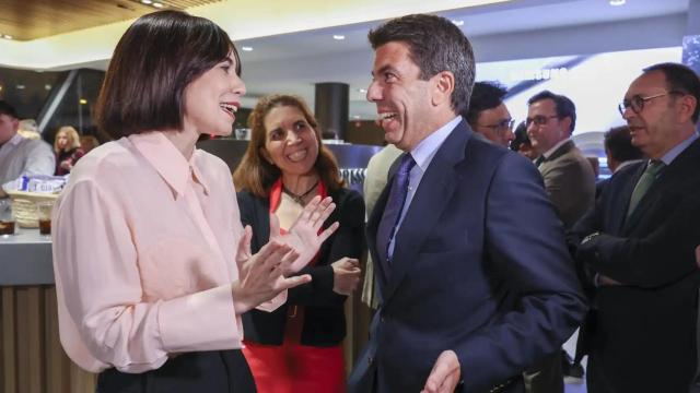 Morant y Mazón en un acto en Madrid organizado por empresarios valencianos. EE