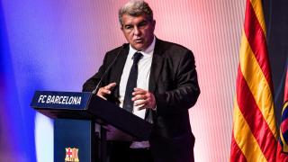 Joan Laporta interviene durante un acto del FC Barcelona