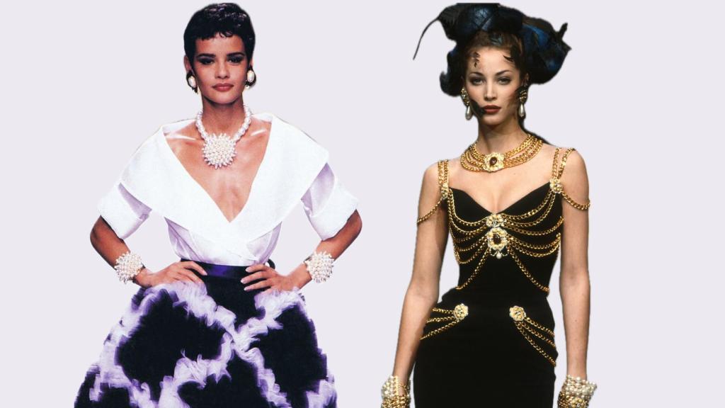 Collares 'chunky' en las pasarelas de los años 90.