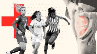 Varias futbolistas y una rodilla lesionada