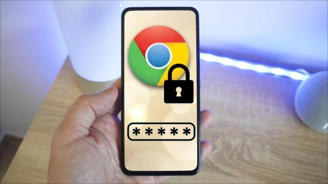 Montaje con icono de Chrome y candado en un smartphone