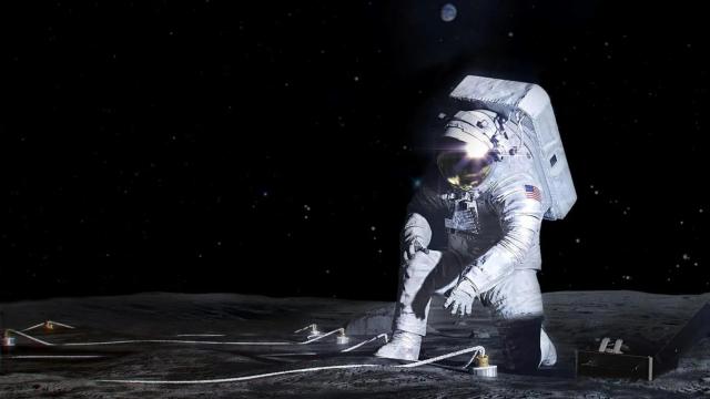 Concepto de astronauta en la Luna