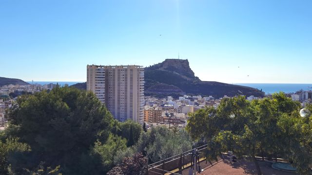 El Castillo de Santa Barbara preside la silueta de Alicante.