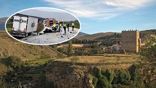 Ágreda y una imagen del brutal accidente