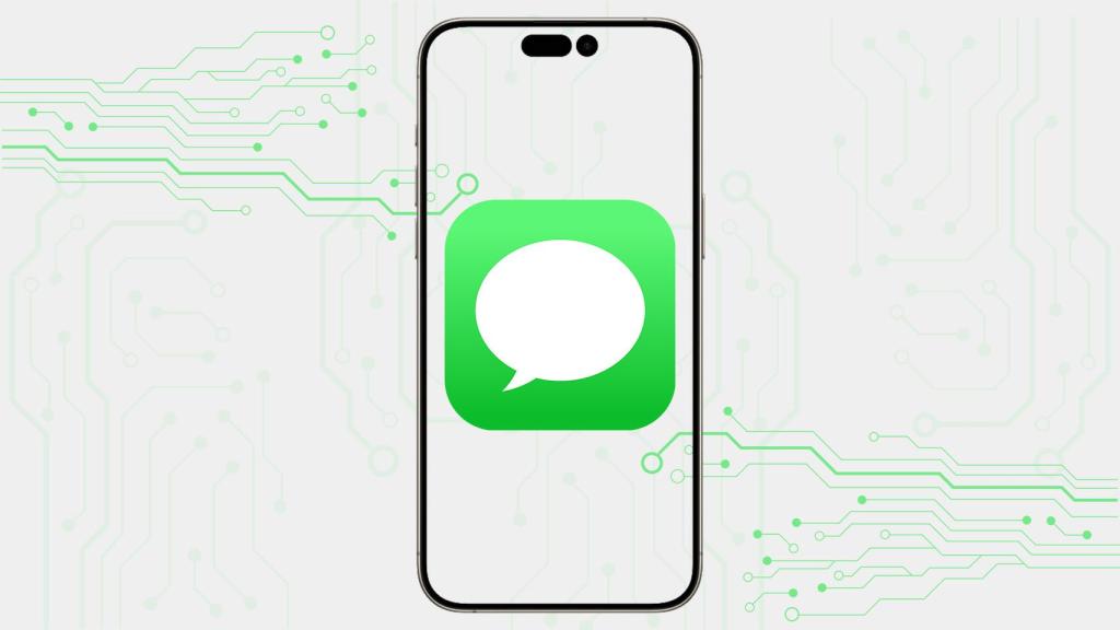 Fotomontaje con un iPhone y el icono de iMessage.