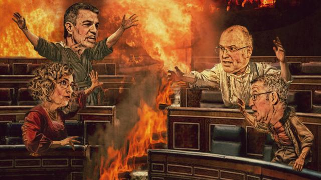 El Parlamento en llamas.