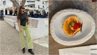 A la izquierda, María Pombo en Almería. A la derecha, una elaboración del restaurante donde ha comido.