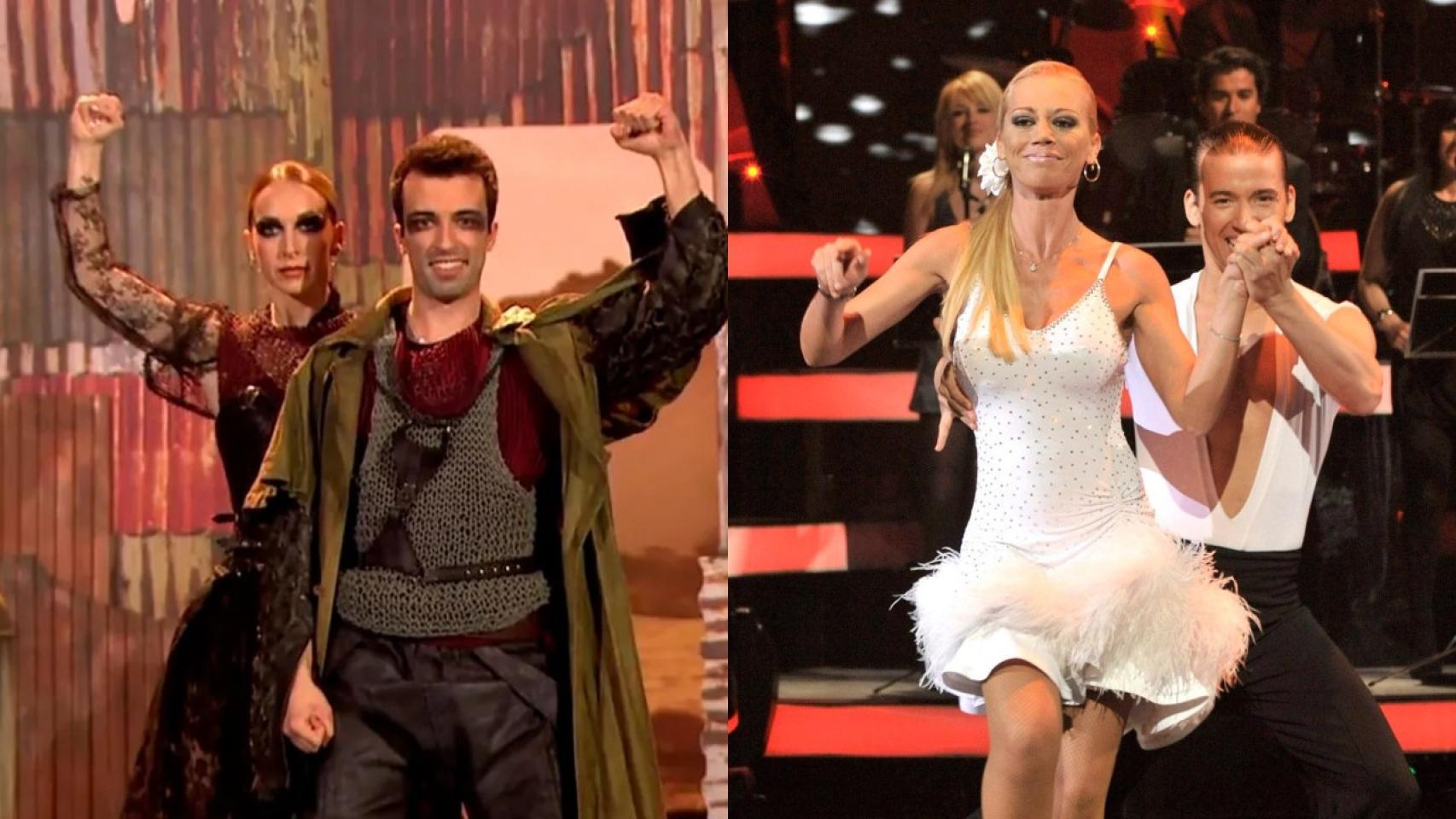 Bruno Vila en 'Bailando con las estrellas' y Belén Esteban en 'Más que baile'.