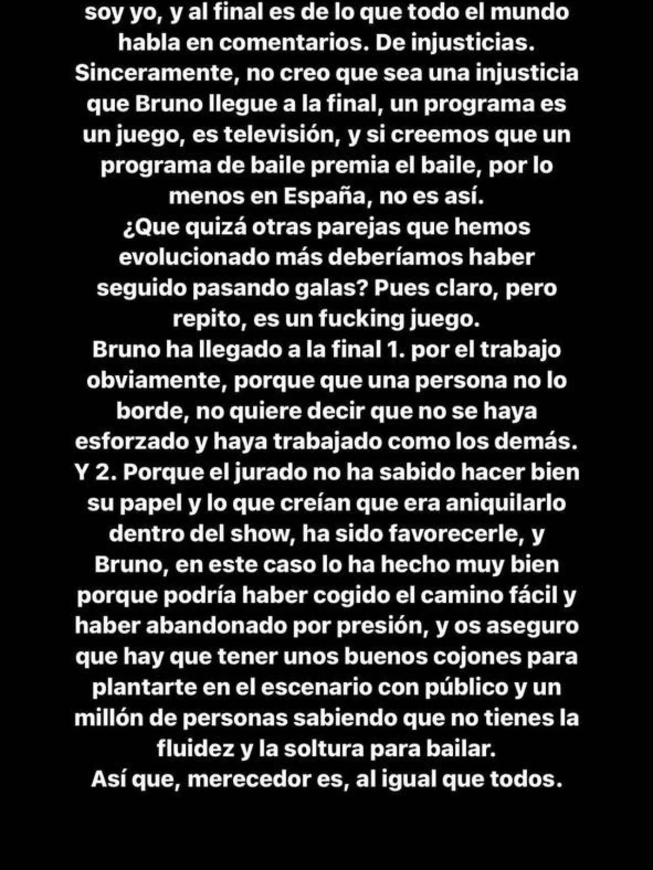 Pantallazo de la historia de Jonan Wiergo en Instagram.
