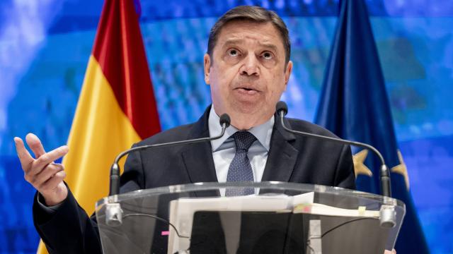 El ministro de Agricultura, Pesca y Alimentación, Luis Planas, durante la rueda de prensa.