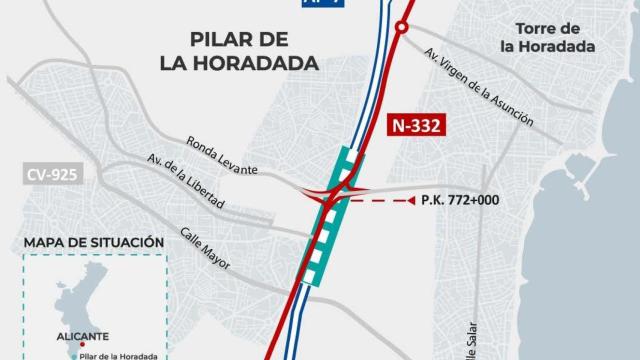 Detalle del plano de las obras en Pilar de la Horadada.