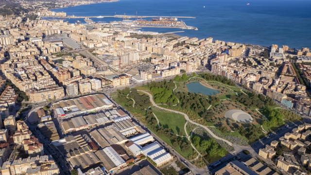 Infografía del bosque urbano planteado en los antiguos suelos de Repsol, en Málaga.