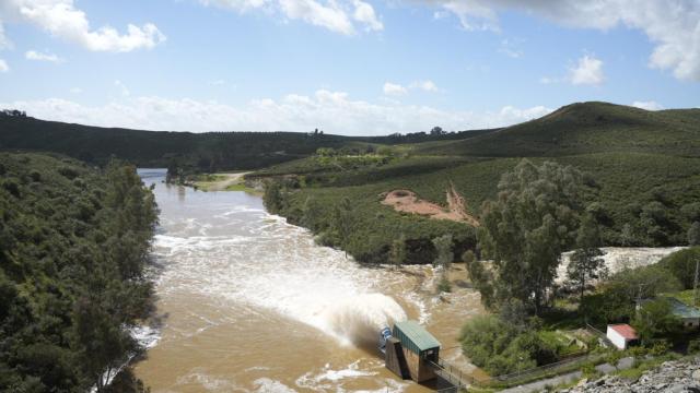 Estado del embalse de Aznalcóllar tras las lluvias de Semana Santa.