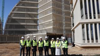 El presidente de la Junta de Castilla y León, Alfonso Fernández Mañueco, participa en el acto de presentación del proyecto de la nueva planta de producción de combustible sostenible de Solarig en Garray (Soria), este miércoles.