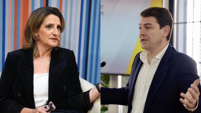 La vicepresidenta tercera, Teresa Ribera, y el presidente de la Junta, Alfonso Fernández Mañueco, en un montaje de EL ESPAÑOL.