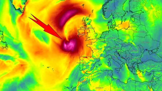 La aproximación de la borrasca Olivia a España en la mañana del sábado. Meteored.