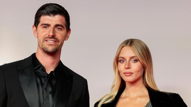 Thibaut Courtois y Mishel Gerzig en un acto en Madrid.