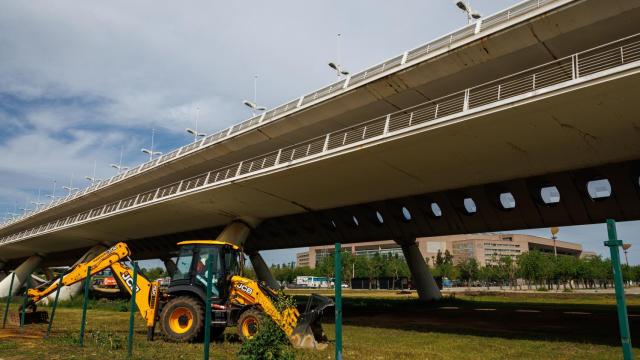El lugar donde quedará instalada la fan zone del Mallorca, muy cerca del estadio.
