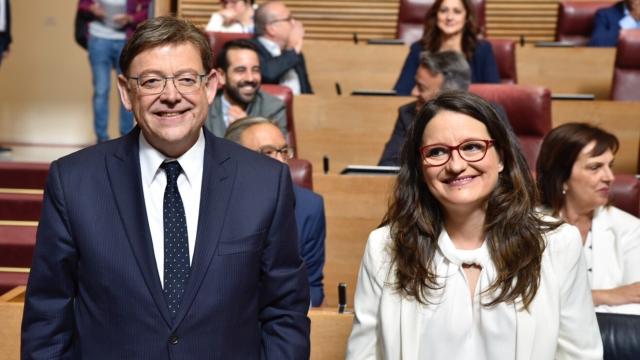 Ximo Puig y Mónica Oltra en una imagen de archivo en las Cortes.