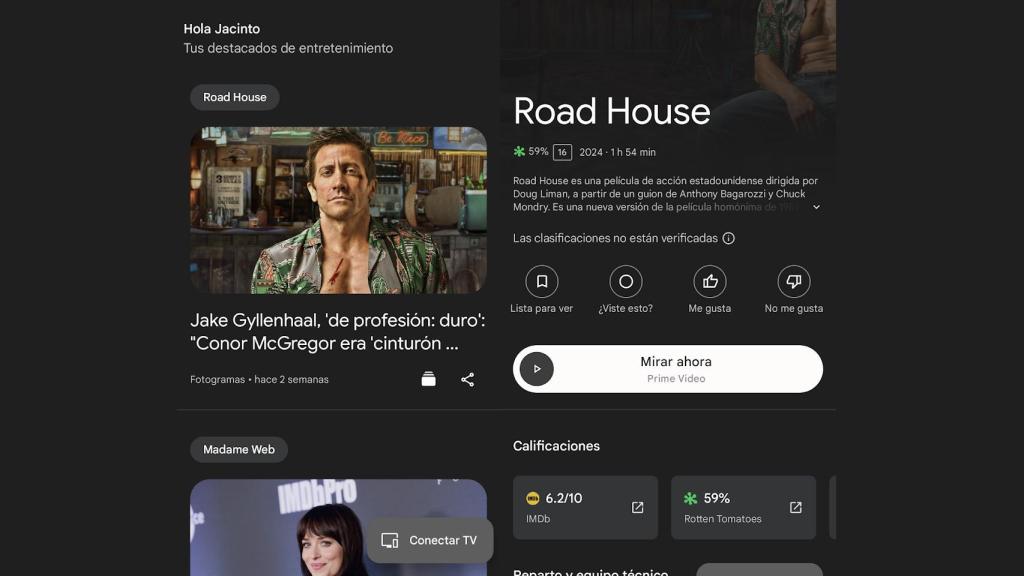 Noticias y ficha de película en Google TV