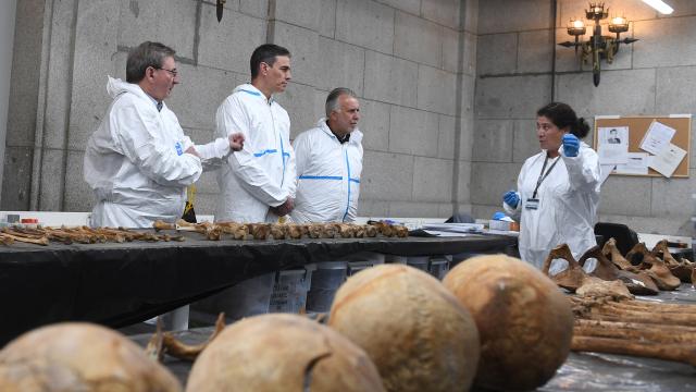 El presidente del Gobierno, Pedro Sánchez, en su última visita al Valle de Cuelgamuros.