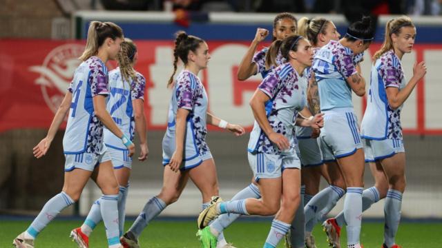 La Selección femenina celebra uno de los goles ante Bélgica.
