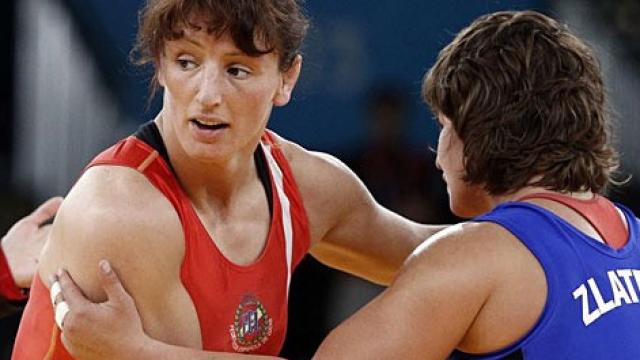 Maier Unda, en un combate de luchagrecorromana.