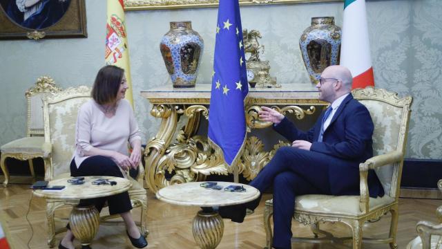Francina Armengol y Lorenzo Fontana, durante el encuentro celebrado esta mañana en Roma.