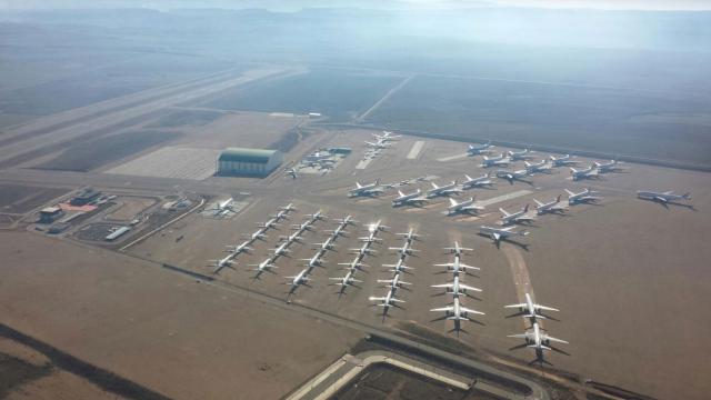 Vista aérea de las instalaciones del aeropuerto de Teruel.