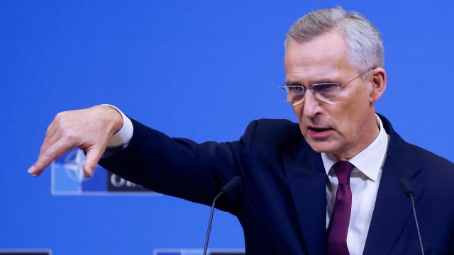 Stoltenberg en una rueda de prensa en la sede de la OTAN en Bruselas el 4 de abril.