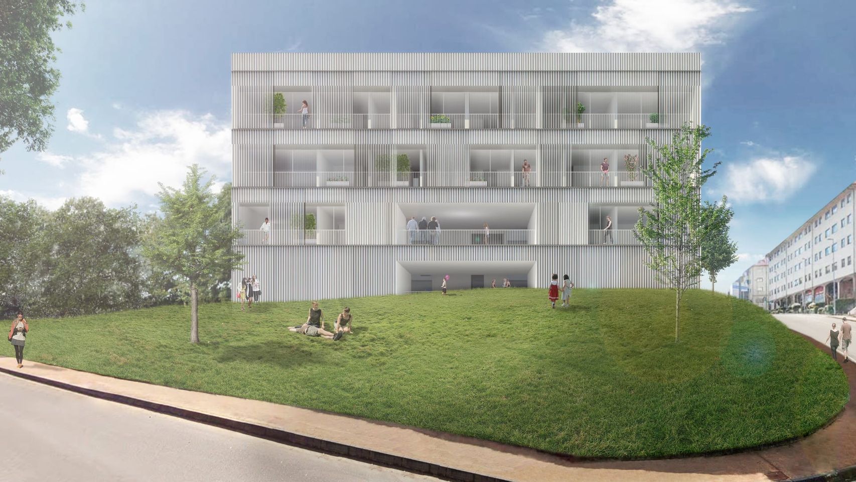 Infografía del edificio de promoción pública que se construirá en Mos.