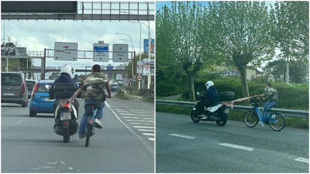 Imágenes de la bici y la moto circulando por Alfonso Molina