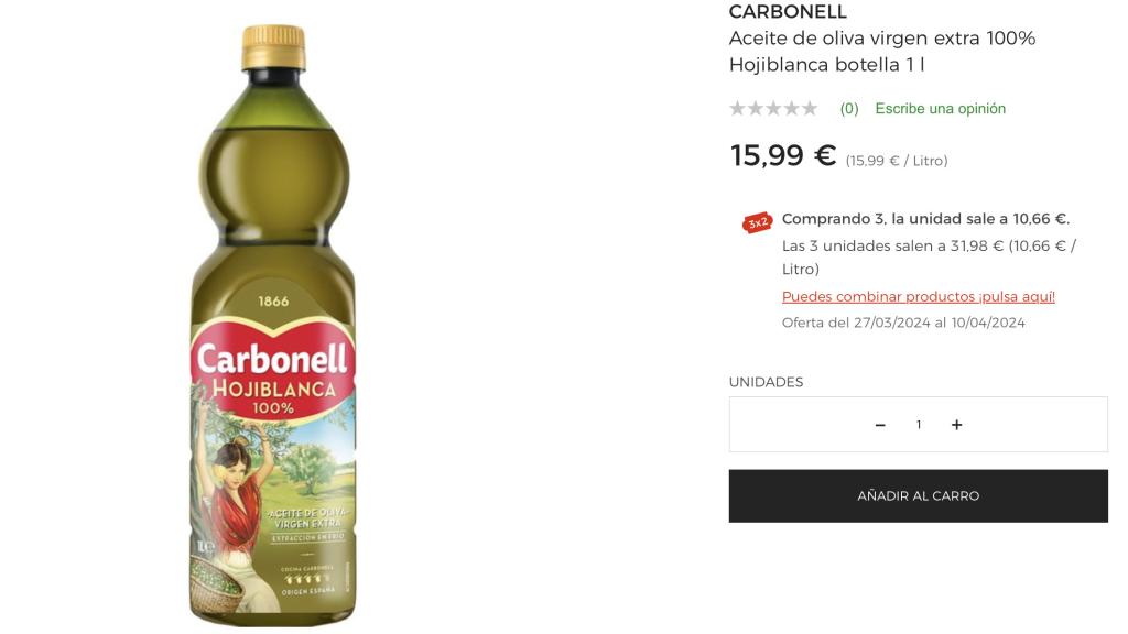 Aceite de oliva virgen extra.