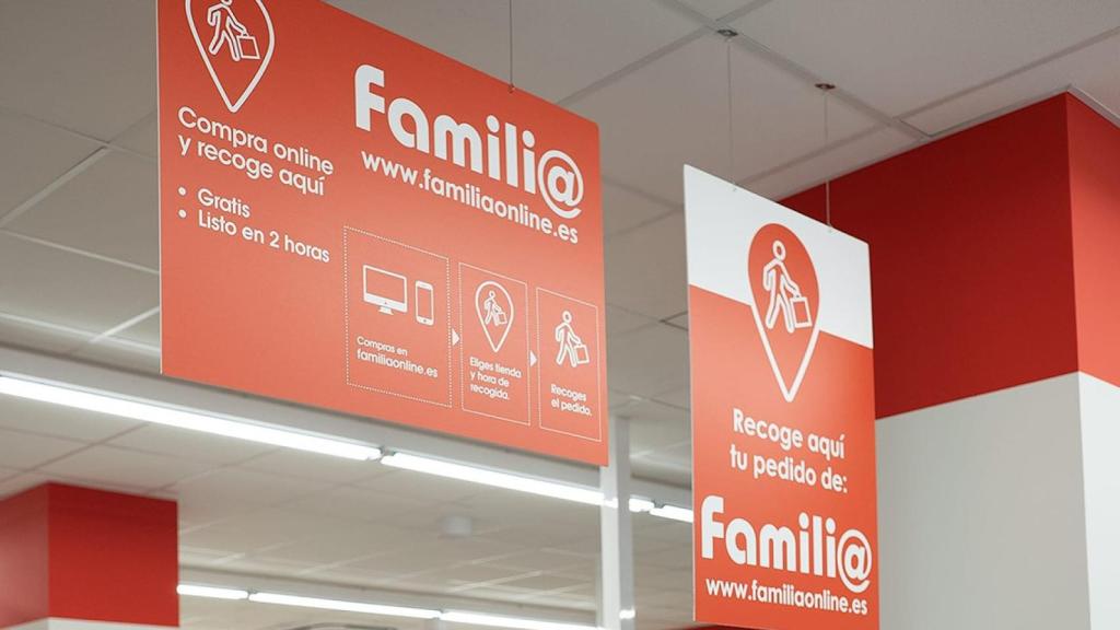 Cartel de Click&Collect Autoservicios Familia