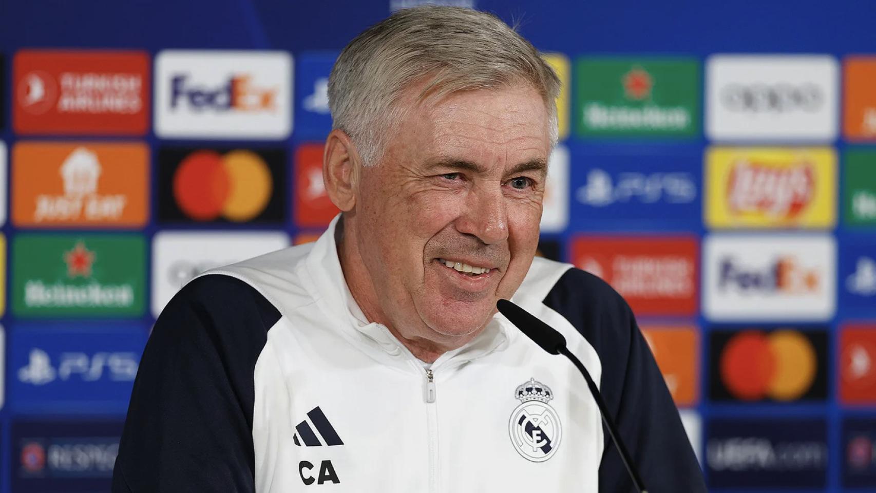 Carlo Ancelotti, en rueda de prensa con el Real Madrid