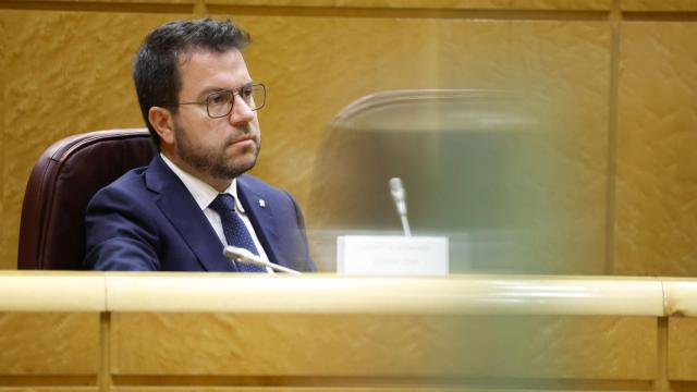 El presidente de Cataluña, Pere Aragonès, este lunes en la Comisión General de CCAA del Senado.